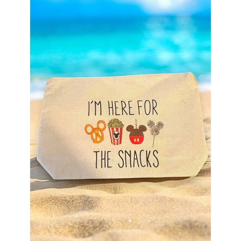 Disney I’m Here For The  Snacks Mickey Mouse Pencil Makeup Cosmetic Bag New WDW
